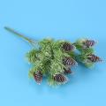 4pcs Cedar Branches with Artificial Pine Cones Plastic Faux Greenery
