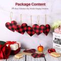 Red Buffalo Plaid Ornament Wooden Slice for Valentine's Day Decor