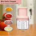 Electric Garlic Chopper 300ml Mini Food Processor Pink
