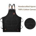 Cotton Cross Apron with Adjustable Straps& Pockets,m to Xxl(black)