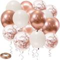 Rose Gold Confetti Balloons, 100pack Rose Gold White Balloons