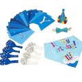Dog Birthday Scarf Birthday Party Hat with Cute Bow Tie Banner(blue)