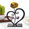 Iron Metal Rose Ornaments Rose with Heart-shaped Bracket(pink)