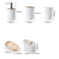 5pc Bamboo Bathroom Set Toilet Brush Holder Toothbrush Glass Cup Soap