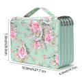 252 Slots Pencil Holder with Zipper Closure Twill Fabric , Green Rose