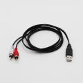 1.5m Usb A Male to 2x Rca Phono Av Cable Tv Aux Audio Video Adapter