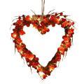 Artificial Red Heart Wreath with Led Lights for Wedding Front Door