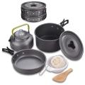 Camping Cookware Mess Kit, Outdoor Cookware Set, Nonstick Aluminum