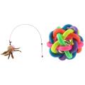 Cats Bouncy Rod with Bell and Feathers 36in - Playing Toys for Cats