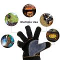 Extreme Heat&fire Resistant Gloves Leather Stitching Black 16 Inches