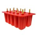 Silica Gel Ice Cream Mould Popsicle Mold 10 with High Quality Red