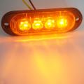 4pcs 4led Led Light Head Emergency Beacon Hazard Warning Light Yellow