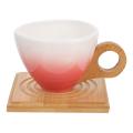 European Gradient Color Ceramic Coffee Cup Set Gift with Handle Pink