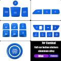 22pcs Car Central Control Start Gear Seat Button Sticker Cover Blue