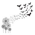 Dandelion Wall Stickers Flying Birds Art Murals Self-adhesive Decal