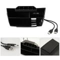 Car Black Abs Inner Console Central Storage Box with Usb Port