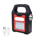 Usb Recharge&solar Energy Led Working Light Camping Flashlight, Red