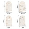 40 Pcs Unpainted Fairy Themed Mini Door Shape 4 Patterns Wood Fairy