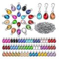 160pcs Birthstone Charms Beads Pendants and Lobster Claw Clasp Set, B
