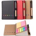 3 Packs Spiral Notebook with Pen In Holder, Sticky Notes, Index Tabs