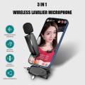 3 In 1 Wireless Lavalier Mic with Audio for Iphone Android Computer