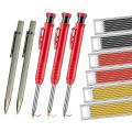 3 Pcs Solid Carpenter Pencils 2 Pcs Scriber with 3 Colors Refills