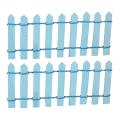 2pcs Wooden Fencing Wood Barrier Diy Mini Landscape Fairy Light Blue