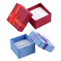24 Pcs Ring Earring Jewelry Display Gift Box Bowknot Square Red