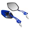 2pcs Motorcycle Rearview Mirrors Rotation 8 / 10mm Black+blue