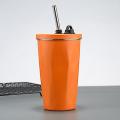 304 Stainless Steel Straw Cup Portable Diamond-shaped Coffee Cup Accompanying