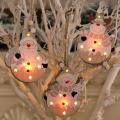 Led Light Christmas Tree Decor Snowman Wooden Pendants for Home Party
