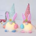 2 Pcs Easter Gnome Plush with Colorful Led Light Elf Dwarf Decor