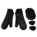 Silicone Oven Mitts and Pot Holders Set, 2 Hot Pads (black)