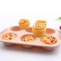 Mini Muffin 6-hole Silicone Round Mold Diy Tool 30x20.5x4.3cm(pink)