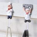 Pack Of 8 Resin French Chef Figurine Wall Hooks Wall Mount Rack Hook