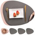 Placemats Leather and Coasters, Washable Placemats (grey Pink)