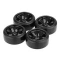 4pcs Rim Hard Wheel Tyre for 1/10 Traxxas Hsp Rc Car Black