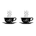 2x Coffee Cup Small Decorative Wall Stickers(black)22 X 23cm