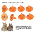 100pcs Plastic Animal Livestock Ear Tag for Rabbit Fox Dog (orange)