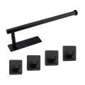 Wall Mounted Paper Towel Holder with 4 Hooks, Black Roll Paper Holder