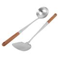 Stainless Steel Spatula Rosewood Lengthened Thickened Anti-scald