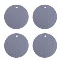 4pcs Thickened Table Mat, Household Silicone Pot, Coaster (gray)