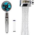Detachable Handheld Shower Head Water with Fan Spray Nozzle Kit Blue
