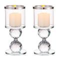 Crystal Glass Pillar Candle Holder Clear Glass Candle Holder ,15cm