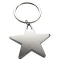 Five Pointed Star Shaped Pendant Keychain Silver Tone