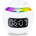 Digital Alarm Clock for Kids, Multifunctional Bass Bluetooth White