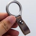 Titanium Alloy Car Keychain Pendant Cowhide Strap Pendant Edc Tool