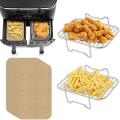 2 Pcs Hot Air Fryer Grill Grate with 100 Pcs Baking Paper for Ninja