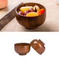 4 Pcs Wood Bowls Serving Tableware for Rice, Soup, Dip, Wooden Bowl