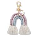 Weaving Rainbow Keychains for Women Boho Handmade Key Holder Gifts, A